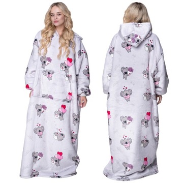 KOC BLUZA Oversize Ciepła Gruba KOCOBLUZA 2w1 XXL KOALA Futrzak z Kapturem