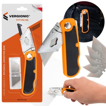 СКЛАДНОЙ НОЖ ДЛЯ ОБОЕВ + 5 ЛЕЗВИЙ 18 мм НОЖ ДЛЯ РЕЗКИ MIX VERGIONIC