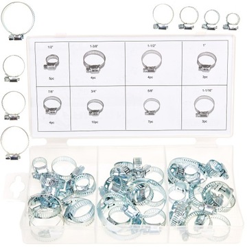 METALOWE OPASKI ZACISKOWE SKRĘCANE ŚLIMAKOWE OBEJMY NIERDZEWNE ZESTAW 40 EL