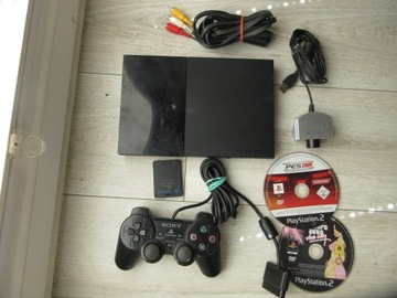 KONSOLA SONY PS2 SLIM SCPH-90004 GRA PADY KAMERKA KARTA PAMIĘCI KOMPLET