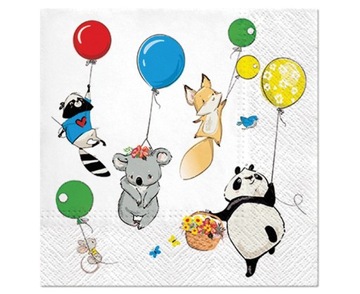 Serwetki papierowe zwierzątka balony lis panda 20x
