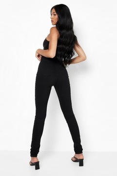 Boohoo damskie czarne wysokie spodnie skinny defekt 42