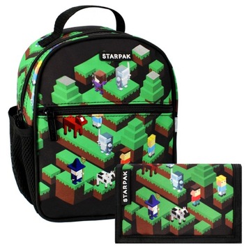 Pixel Minecraft zestaw dla chłopca: plecak+portfel