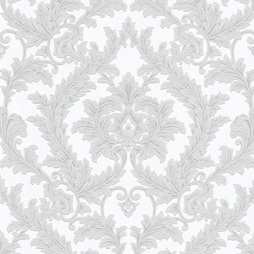 TAPETA WZÓR ORNAMENT BIAŁO-SZARA NA FLIZELINIE