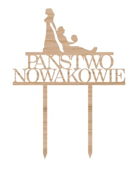 Topper drewno na tort Nazwisko Ślub Wesele TŚD-45