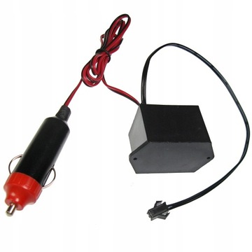 INVERTER PRZETWORNICA ZASILACZ 12V DO ŚWIATŁOWODU EL WIRE + WTYK