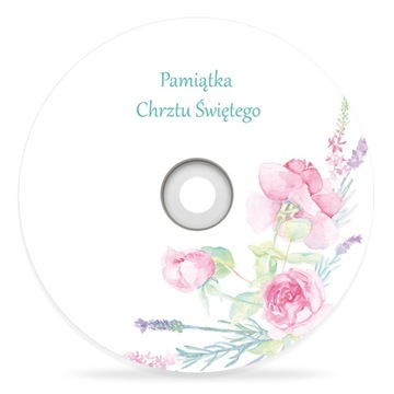 Płyta DVD z nadrukiem Pamiątka Chrztu Świętego Chrzest kwiaty