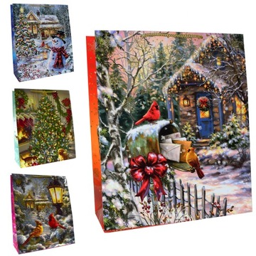 Torby prezentowe ŚWIĘTA duże 30x13x36cm Boże Narodzenie na prezenty x10