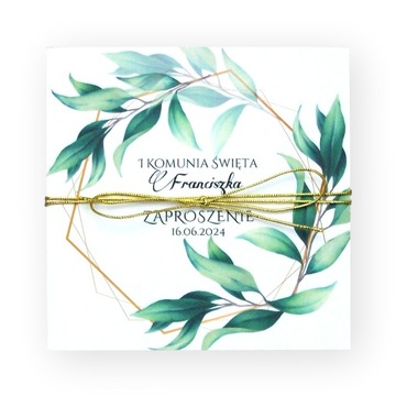 geralt KOMUNIA | KOMUNIJNE ZAPROSZENIA Z KOPERTAMI PERSONALIZACJA GREENERY