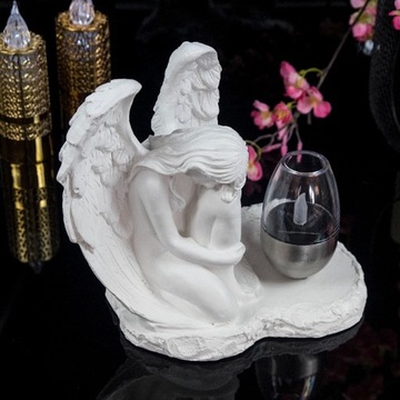 СЕРАЯ ГИПСОВАЯ ФИГУРКА Гробница СОЛНЕЧНАЯ СВЕТОДИОДНАЯ ЛАМПА