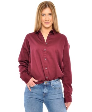 LEE koszula REGULAR burgundy PLAIN SHIRT L 40