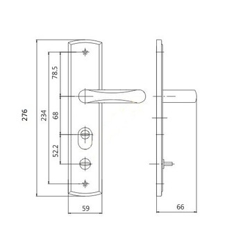 КИТАЙСКАЯ ДВЕРНАЯ РУЧКА 1802 ЛЕВАЯ - ТВЕРДАЯ