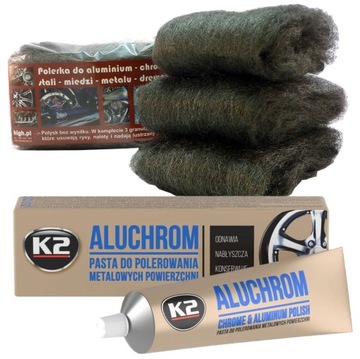 ZESTAW DO POLEROWANIA METALU + PASTA K2 ALUCHROM