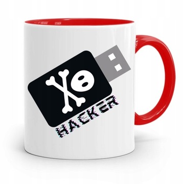 KUBEK CZERWONY INFORMATYKA PROGRAMISTY HACKER z Nadrukiem ze Zdjęciem