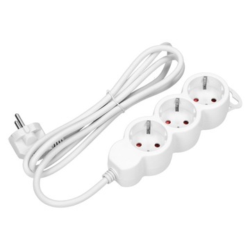 Przedłużacz 3-krotny 2P+Z (schuko), 5m H05VV-F 3x1