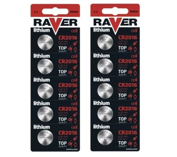 10x Bateria litowa RAVER EMOS CR2016 3V guzik 75mA