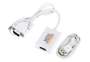 Конвертер изображения с VGA + аудиоразъем 3,5 мм на HDMI