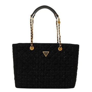 GUESS Czarna tweedowa shoperka Giully Tote