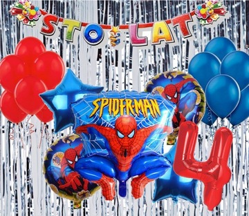 SPIDER MAN BALONY ZESTAW URODZINOWY 4 URODZINY