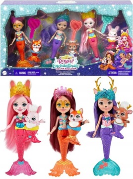 НАБОР ENCHANTIMALS ROYAL ROYAL PERMAID ИЗ 3 КУКЛ С ЖИВОТНЫМИ HCF87