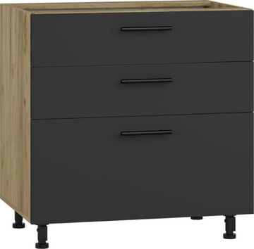 SZAFKA KUCHENNA 3 SZUFLADY 80x82/52 ANTRACYT DĄB C