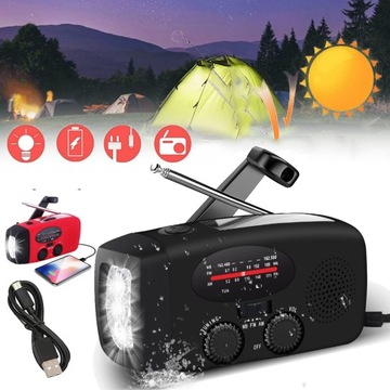 AM/FM RADIO SOLARNE PRZENOŚNE RADIO POGODOWE Z PANELEM SOLARNYM NA KEMPING