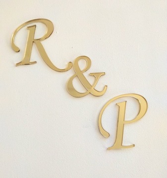 Инициалы БОЛЬШИЕ золотые зеркальные оргстекло 7 см