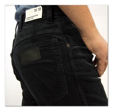 Wrangler Texas Slim Navy spodnie sztruksy W30 L32