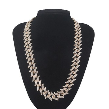 Cuban Link Chain Men Necklace Hip Hop Thorns Iced Out Paved Rhinestone CZ B