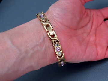 ЖЕНСКИЙ ЗОЛОТОЙ БРАСЛЕТ ЗДОРОВЬЯ, МАГНИТНЫЙ, ПРОЧНЫЙ, С ЦИРКОНИЯМИ, ОРИГИНАЛ.