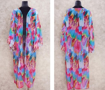 Пляжная ТУНИКА, ДЛИННОЕ парео, красочная накидка в стиле бохо.