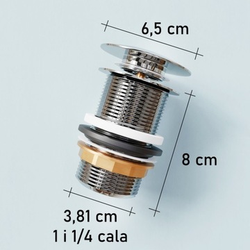 Сифон для умывальника, пробка клик-клак с переливом, латунь, хром