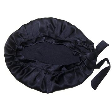 Шелковая женская кепка с бантом для сна, черная