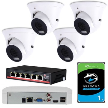 Zestaw 4 kamer monitoringu PoE 4MPx NVR DAHUA SMD