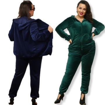 DRES WELUROWY KOMPLET SPODNIE BLUZA ROZPINANA PLUS SIZE KOLORY ROZMIARY