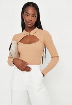 MISSGUIDED KLASYCZNE PRĄŻKOWANE BODY XXS