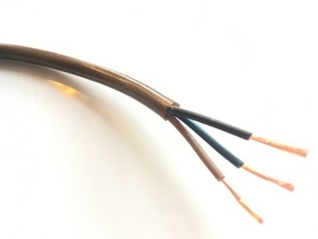 Кабель-провод 3х0,75 Ом, золотой, для латунных светильников - 1м.