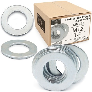 Podkładka płaska M12 okrągła DIN 125 ocynk ocynkowana zwykła 1 kg