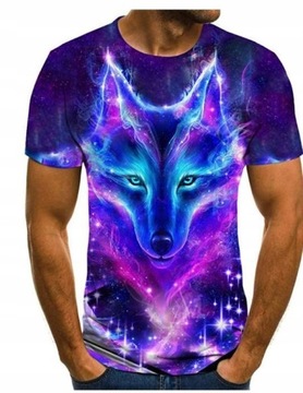 MĘSKA KOSZULKA T-SHIRT Wilk 3D KOLORY