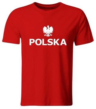 KOSZULKA KIBICA REPREZENTACJI POLSKI. MĘSKA, CZERWONA, ROZ. L