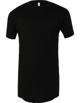 męski DŁUGI czarny T-Shirt czarna koszulka Urban