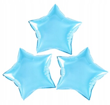 BALON FOLIOWY GWIAZDKI NIEBIESKIE Błękitne 3szt