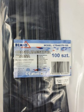 Opaski zaciskowe trytytki 4,8x370mm 100 szt czarne