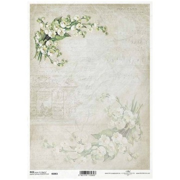PAPIER RYŻOWY do decoupage konwalie, nuty, kolaż