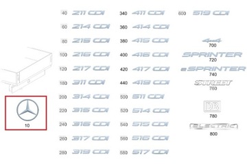 MERCEDES SPRINTER 906 907 910 HVĚZDA ZNAK ZADNÍ ORIGINÁLNÍ