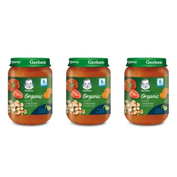 GERBER ORGANIC Obiadek Jarzynki z indykiem w pomidorach 3x190g