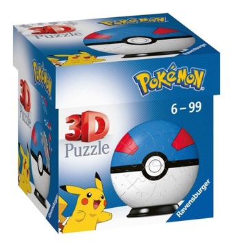 Ravensburger Pokemon niebieska Puzzle 3D Kula 54 elementy 11265