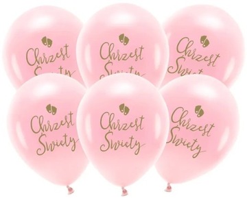 Balony lateksowe Chrzest Święty różowy 33cm 6 sztuk pierwsza komunia święta