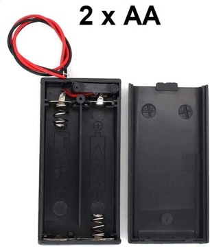 Koszyk pojemnik na baterie 2 x AA R6 z włącznikiem