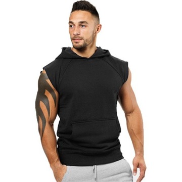 MĘSKI TANK TOP Z KAPTUREM HIP HOP SPORTY KOSZULKA